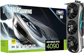 بطاقة رسومات Zotac Gaming GeForce RTX 4090 Trinity OC للألعاب، 24 جيجا GDDR6X، 384 بت، 21 جيجابت في الثانية، PCIE 4.0، IceStorm 3.0 تبريد متقدم، إضاءة Spectra 2.0 RGB، ZT-D40900J-10P