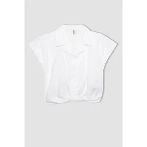 Defacto Girl Cropped Fit Woven Short Sleeve Shirt