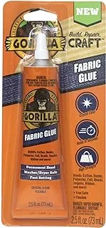 Gorilla Waterproof Fabric Glue 2.5 Ounce Tube, Clear, (Pack of 1)