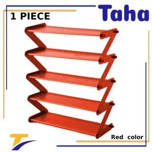 Taha Offer  Taha Offer Plastic & Metal Shoe Organizer Zigzag 5 Levels Red Color 1 Piece