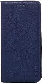 KAU High Quality Leather Flip Cover With Robust Protection Against Drops Impacts For Realme 6i - Navy