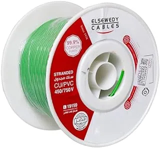 El Sewedy Braided Electric Copper Wire Roll, 2 mm x 100 Meter Size, Green