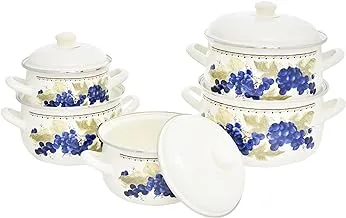 Avsar 3684 Juliet Enamel Cookware Set 5-Pieces, Blue Flower