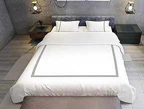 BedNHome, Decorative Duvet cover set, plain, White, Light Gray Cross Desgin (220x240cm)