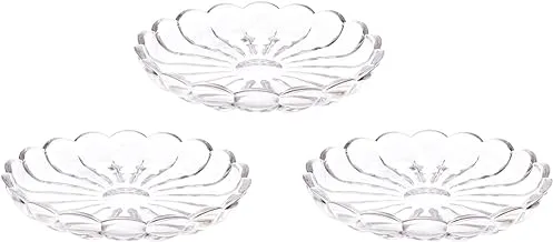 Nachtmann Roxanne Glass Decorated Serving Plates 3-Piece Set, 20 cm Diameter, Clear