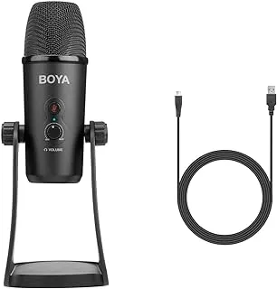 ميكروفون BOYA BY-PM700 USB للكمبيوتر المكتبي مع أربعة أنماط لاقط، ومخرج سماعة الرأس والتحكم في مستوى الصوت، مثالي كميكروفون للبودكاست، وميكروفون للبث، وميكروفون للألعاب، والمزيد