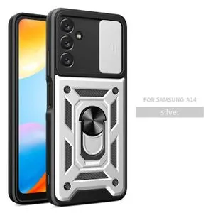 Shield Full Protection Case With Metal Ring &Slide Camera Cover For Samsung A14