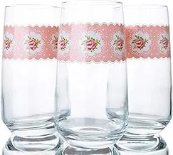 LAV Flower Pattern Hi Ball Glass / 3 Pcs / 480 cc/Elegant design, Trusted Brand, Attractive shape of Water, Soft Drink, Sparkling Drink, Smoothies, Juices, Cocktails/High Quality Materials