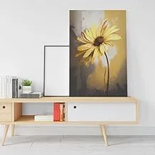 Single Yellow Daisy on black background Printed canvas wall art 60x40