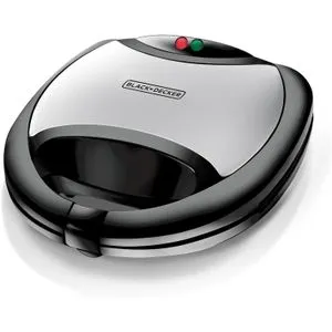 BLACK+DECKER Sandwich Maker, 750 Watt, Black And Silver - TS2000-B5