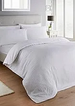 Matalan Cotton Satin Stripe Duvet Cover, Double Size, White