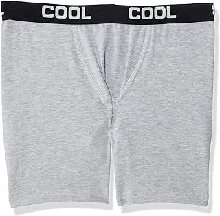 Cool Plain Elastic Waist Front Logo Boxers for Men - Heather Light Grey