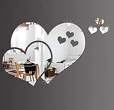 1Set High Quality Removable Silver 3D Mirror Love Hearts Wall Sticker DIY Decal Home Room Art Mural Decor for Living Room & Bedroom Home Decor Wall Stickers Home Decoration