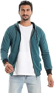 CAESAR Mens Mens Stripped Hoodie With Zipper Hoodie