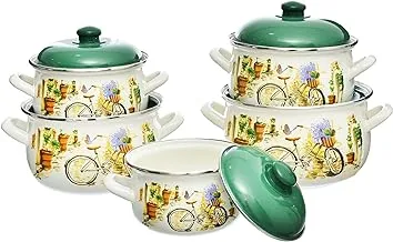 Avsar 3627 Juliet Enamel Cookware Set 5-Pieces, Wheel