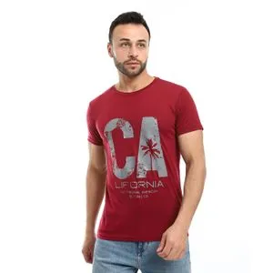 Caesar Mens  Printed T- Shirt With Half Sleeves And Round Neck