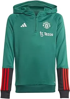 adidas MUFC HOODY Y CGREEN/BLACK/ACTRED FOOTBALL/SOCCER HOODED TRACK TOP for JUNIOR BOYS AND GIRLS size 15-16 Y