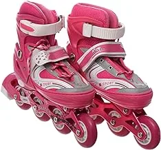 Comfortable Adjustable LED Front Wheel Roller Skates Outdoor Indoor Inline Skates for Beginners Kids Teens Size 38-41 - Pink