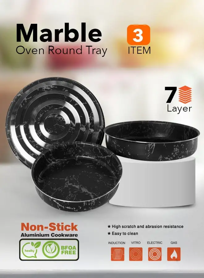 Grandi Marble Round Oven Tray Black/White 24, 26, 30cm