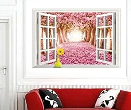 3d Large Pink Romantic Cherry Tree Wall Sticker Fake Windows Landscape Wall Decals Home Decorations Wall Sticker