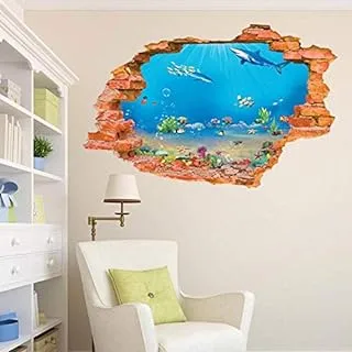 Wall aquarium underwater world fashion creative personality 3D three-dimensional wall stickers aw8001I