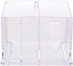 Generic Acrylic Divided Makeup And Cotton Storage Box With Lid And Four Slots Made Of High Quality Material Practical For Girls - Transparent