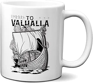 Planetacase To Valhalla Mug – Breakfast Mug Viking Boat Viking Runes – 330 ml