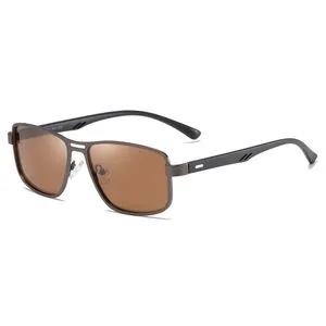 Fashion Men's Rectangle Polarized Sunglasses UV400 Brown Sun Glasses