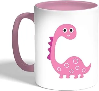 Printed Coffee Mug, Red Color, Cartoon Drawings - Dinosaur (Ceramic)