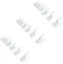 Silicon flexible stick hanger with 6 hook set of 3 pieces - transparent, One Size