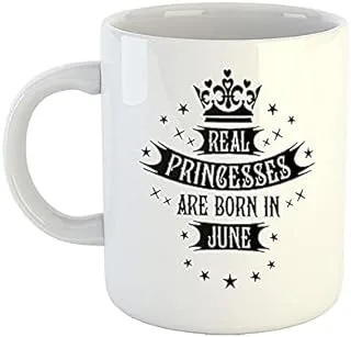 iKraft Coffee Mug | Printed Design - Real Princesses are Born in June | Stylish Mug | Best Gift for Mom, Sister, Daughter, Friends and Coffee, White - 11oz [325 ml]