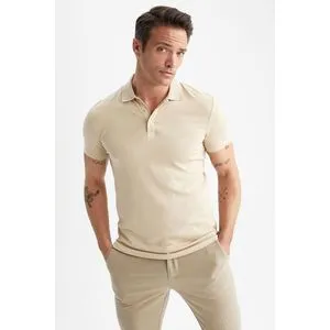 Defacto Man Smart Casual Slim Fit Polo Neck Short Sleeve Knitted Polo T-Shirt