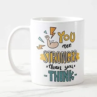 Funky Store Diwali Gifts for Staff, Stronger Motivational Quotes Printed Ceramic Mug | Inspiring Quotations