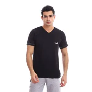 Diadora Men Cotton Printed T-Shirt - Black