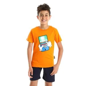 Diadora Boys Printed Cotton T-Shirt - Orange