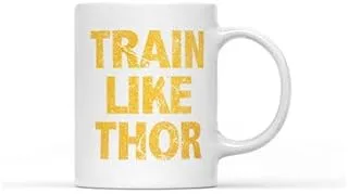 RYN PRINTED DESIGN Train Like Thor Quote Printed Coffee MUg White/Gold 250ml