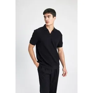 Defacto Man Smart Casual Regular Fit Resort Neck Short Sleeve Knitted Polo T-Shirt..