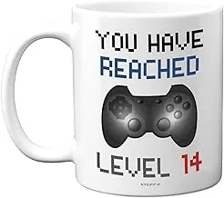 14th Birthday Gamer Gift - Level 14 Gamer Mug, 14th Birthday Gifts, 11oz Dishwasher Safe Coffee Mugs Cup, Birthday Gifts for Boys or Girls, Retro Video Game, Novelty Mug, Gaming Gifts for Him or Her