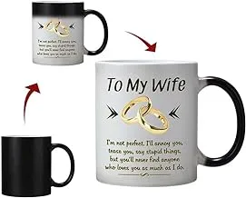 Wife Gifts from Husband,Funny Color Changing Wife Coffee Mug 11-OZ Ceramic Cup-Wife Birthday Gifts Ideas,Romantice Wedding Anniversay Valentines Day Christmas Gifts for Wife for Her