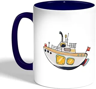 Printed Coffee Mug, Blue Color, Warship