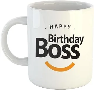 Happu - Printed Ceramic Coffee Mug, Happy Birthday Quotes, Happy Birthday Boss, Gifts for Bhai, Gift for Father, Gift for Brother, Gift for Friends, Family, Son, 325 ML(11Oz), 2150-WH