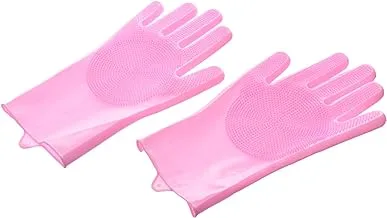 Generic Silicone Magic Kitchen Gloves With Heat Resistant Washing Made Of High Quality Material To Cleaning Dishes Practical For Kitchen - Pink