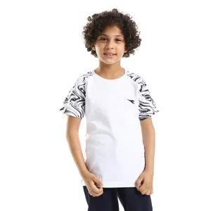 Diadora Boys Printed Cotton T-Shirt – White