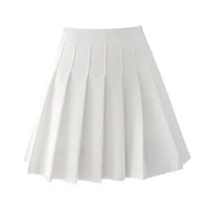 Fashion Women Pleated Skirt High Waist Mini Tennis Skater Skirt White