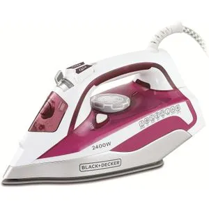 BLACK+DECKER 2400W Steam Iron With Auto Shutoff And Ceramic Soleplate White/Magenta X2400-B5