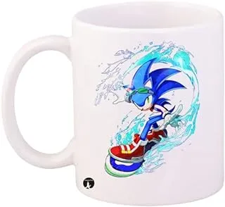 RYN PRINTED Video Game Sonic Mug White Blue Red Standard Size