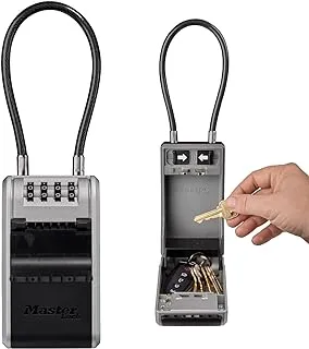 Master Lock 5482EURD Key Safe with New Innovative Design, Flexible Cable Shackle, Capacity, High Security, Grey, Extra Large