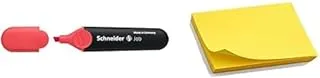 Schneider job 1502 highlighter, red + sticky note 3 * 5 yellow horizental