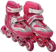 Comfortable Adjustable LED Front Wheel Roller Skates with Outdoor Indoor Inline Skates for Beginners Kids Teens Size 34-3 - Fuchsia Pink