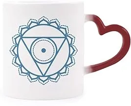 Totem Flower Geometry Circle Symbol Heat Sensitive Mug Red Color Changing Stoneware Cup